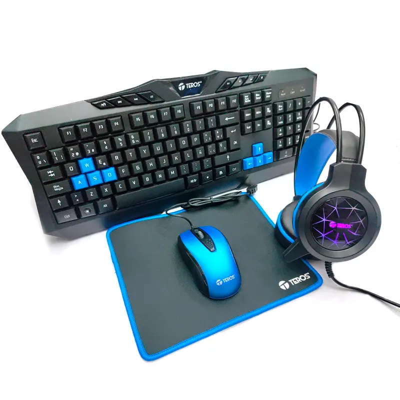 Imagen Kit Teclado multimedia, mouse, headset y mouse pad Teros